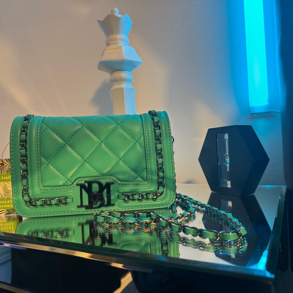 Badgley Mischka Mint Green Quilted Crossbody Bag